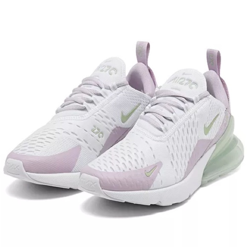 Nike Air Max 270 React in White Pistachio Frost Lilac.
Women’s Size 7